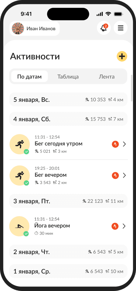 Фиксируй свои активности